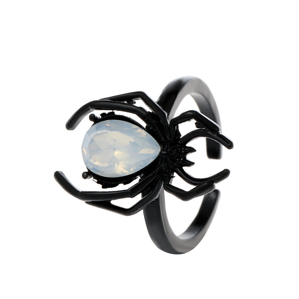 Anillos de araña con piedras preciosas de imitación vintage para mujer, de Halloween