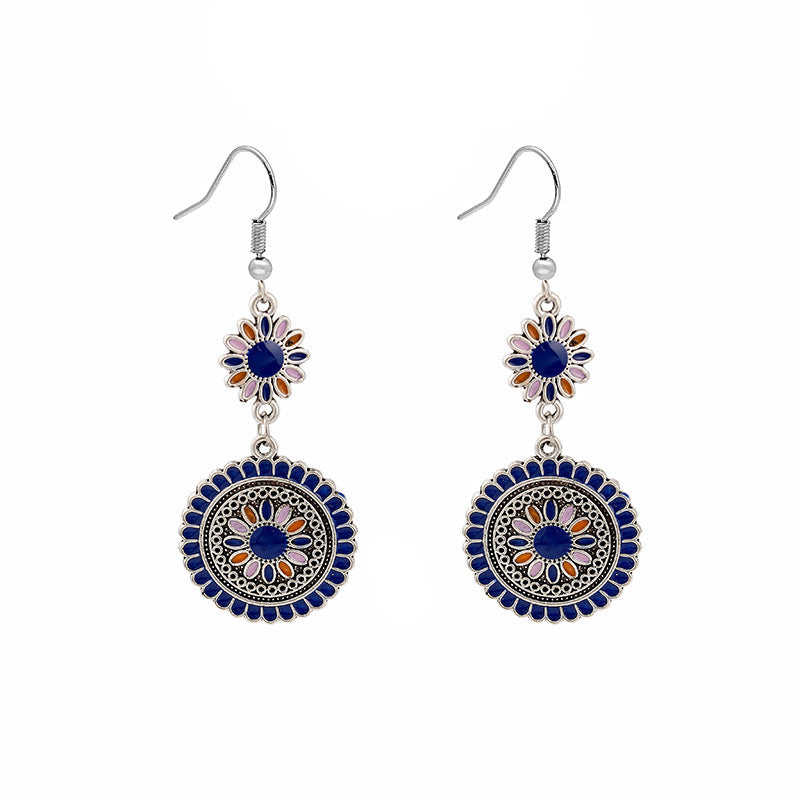 Boucles d'oreilles bohèmes en alliage pour femme, motif tournesol goutte à goutte