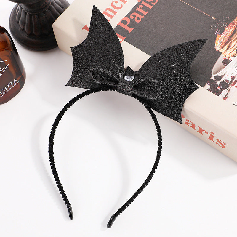 Bandeau de chauve-souris imitation paillettes d'Halloween en cuir PU