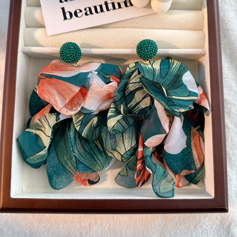 Pendientes de borlas de tela hechos a mano estilo bohemio para mujer