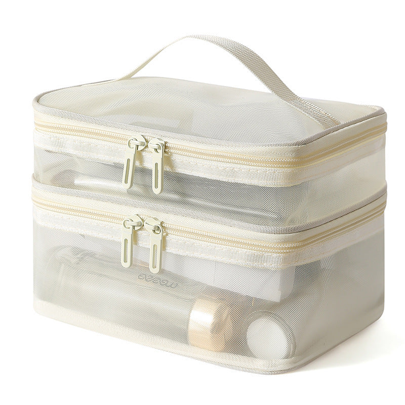 Women Simple Double-Layer Transparent Cosmetic Bag