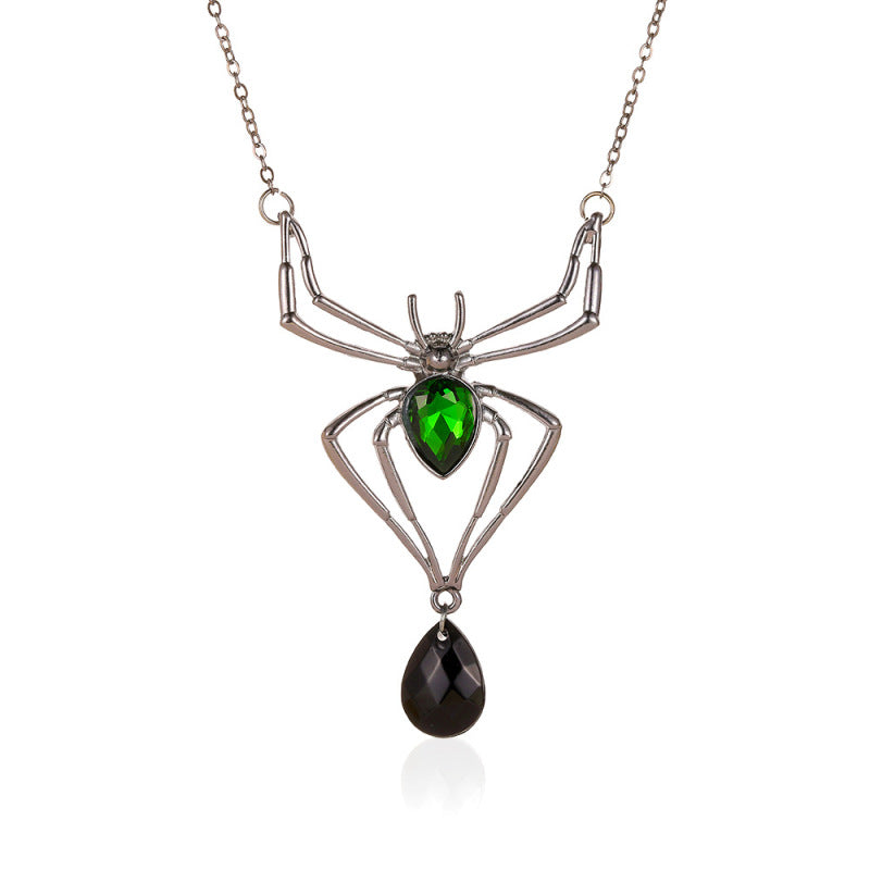 Halloween Women Fashion Exaggerated Retro Green Alloy Necklace