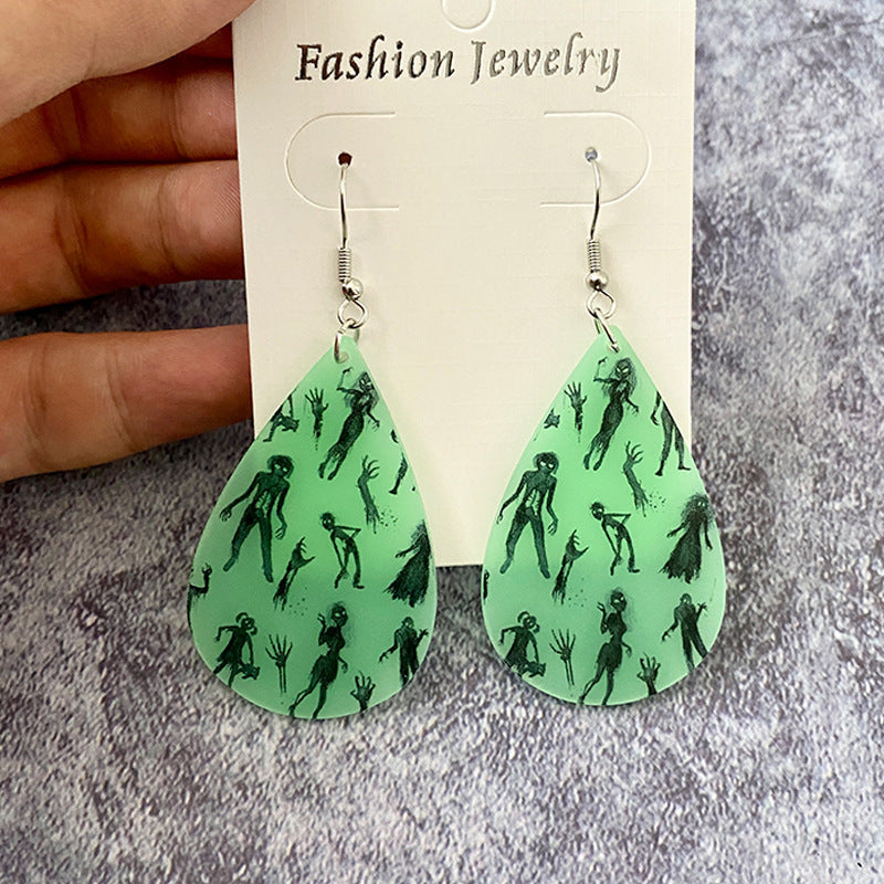 Halloween Women Horror Funny Demon Ghost Acrylic Earrings