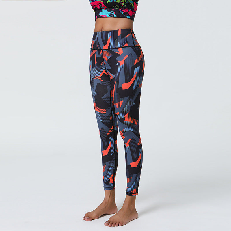 Leggings de sport taille haute imprimés pour femmes, style yoga