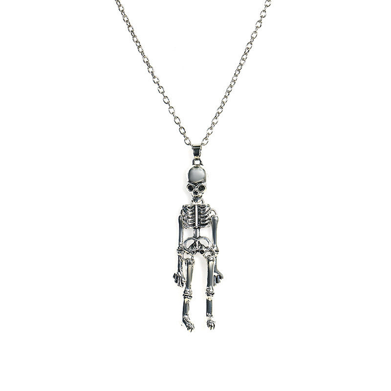 Collar de metal con colgante de esqueleto unisex de Halloween