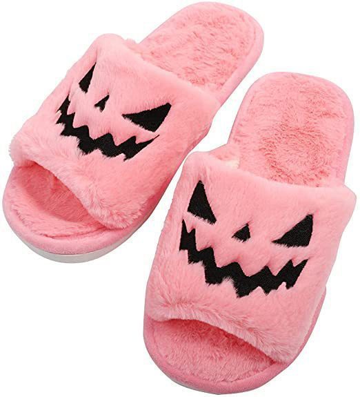 Pantuflas informales de PU para Halloween, de color liso, a la moda para mujer