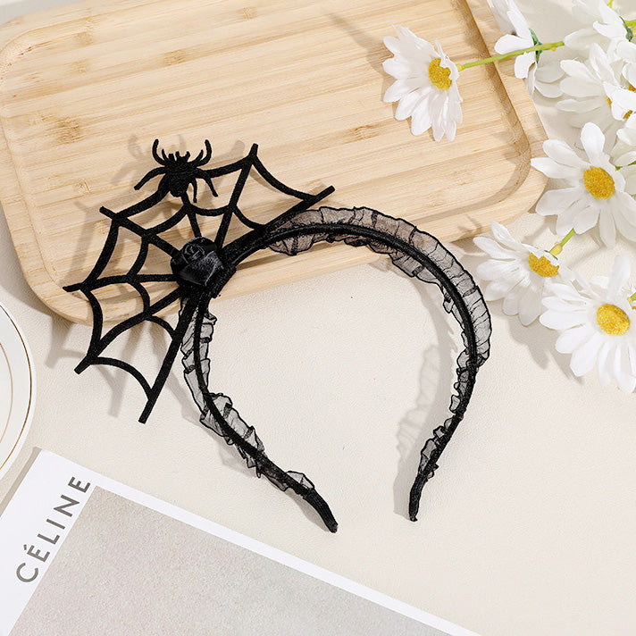 Chapeau magique en toile d'araignée pour fête d'Halloween, bandeaux en corne de démon