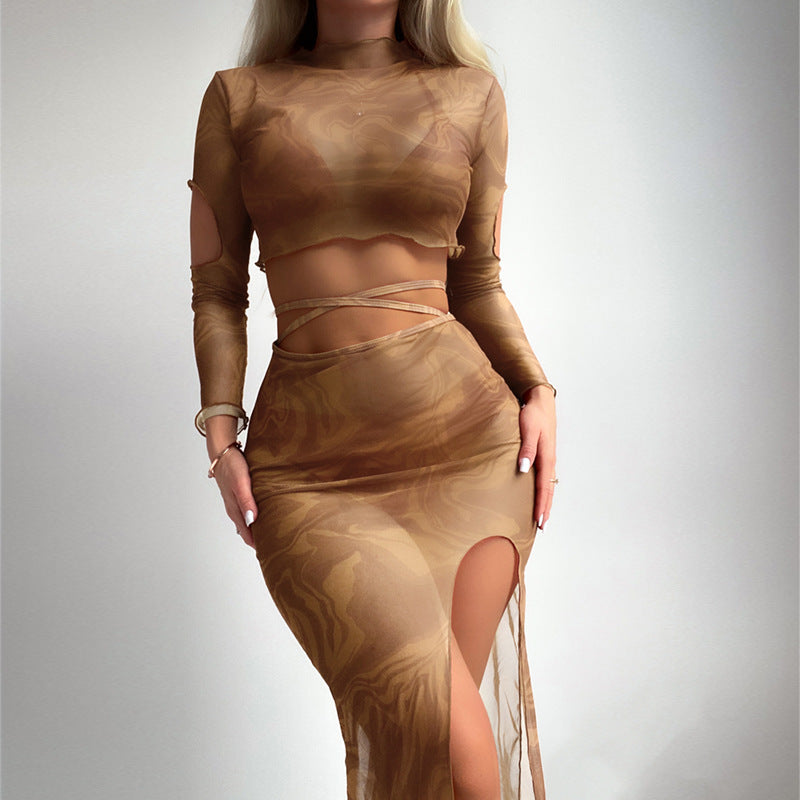 Cache-maillot en maille à manches longues pour femme, sexy et d'été