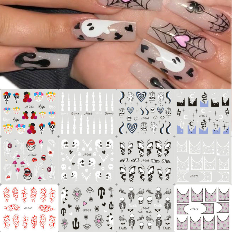 Halloween Series Funny Skull Bone Ghost Diy Nail Sticker