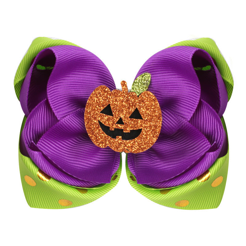Pince à cheveux citrouille avec nœud pour enfants, accessoires pour cheveux d'Halloween