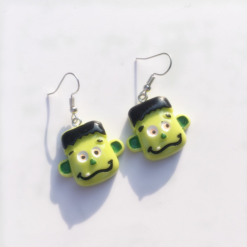 Pendientes colgantes de Halloween para mujer con murciélago, calabaza y zombi