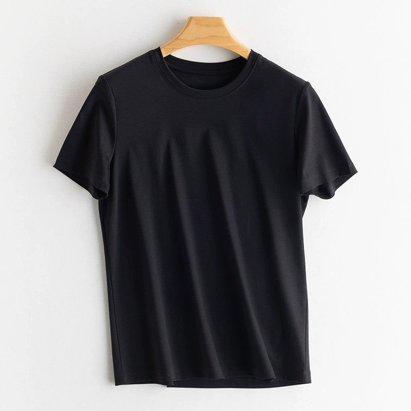 Casual Solid Color Round Neck Short Sleeve Blank T-Shirt