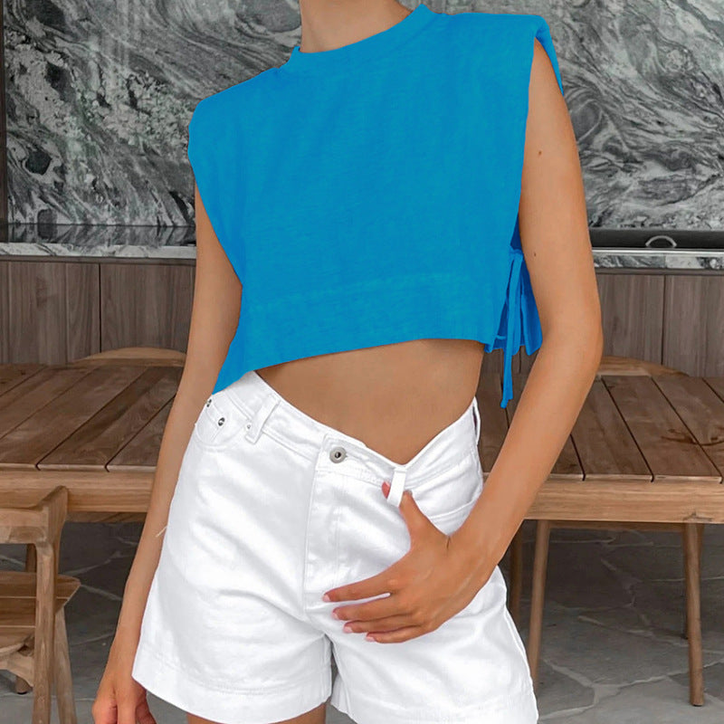 Conjunto de lino y algodón de color liso a la moda informal para mujer