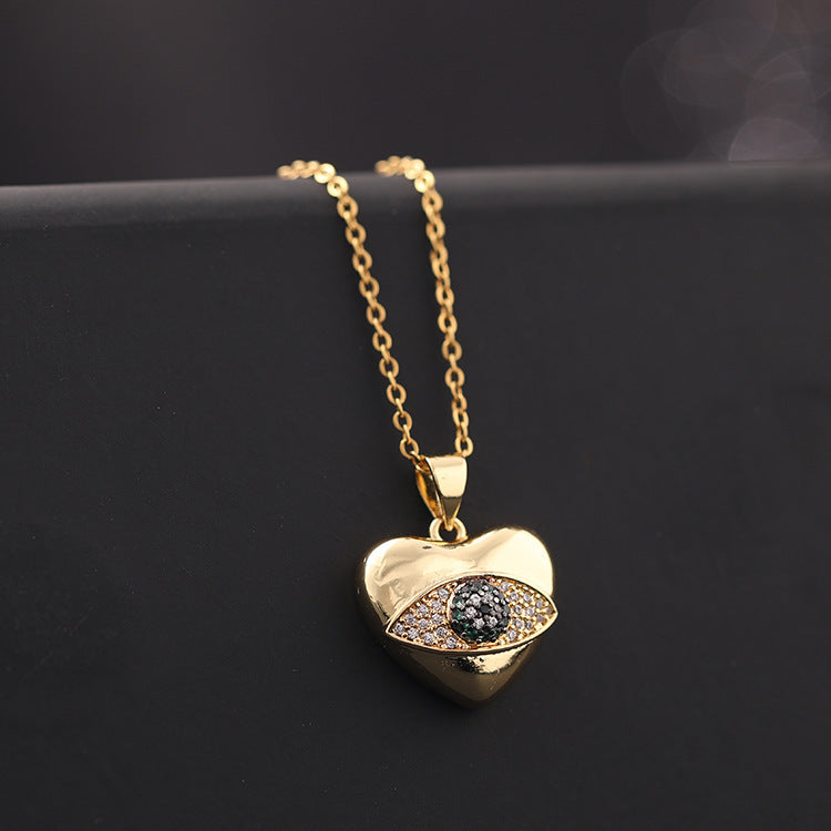 Collar con colgante de ojo de diablo de circonita multicolor para mujer