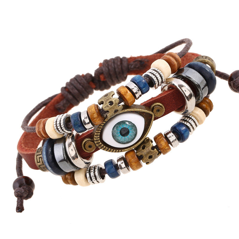 Bohemian Luck Eye 3-Layer PU Leather Bracelet