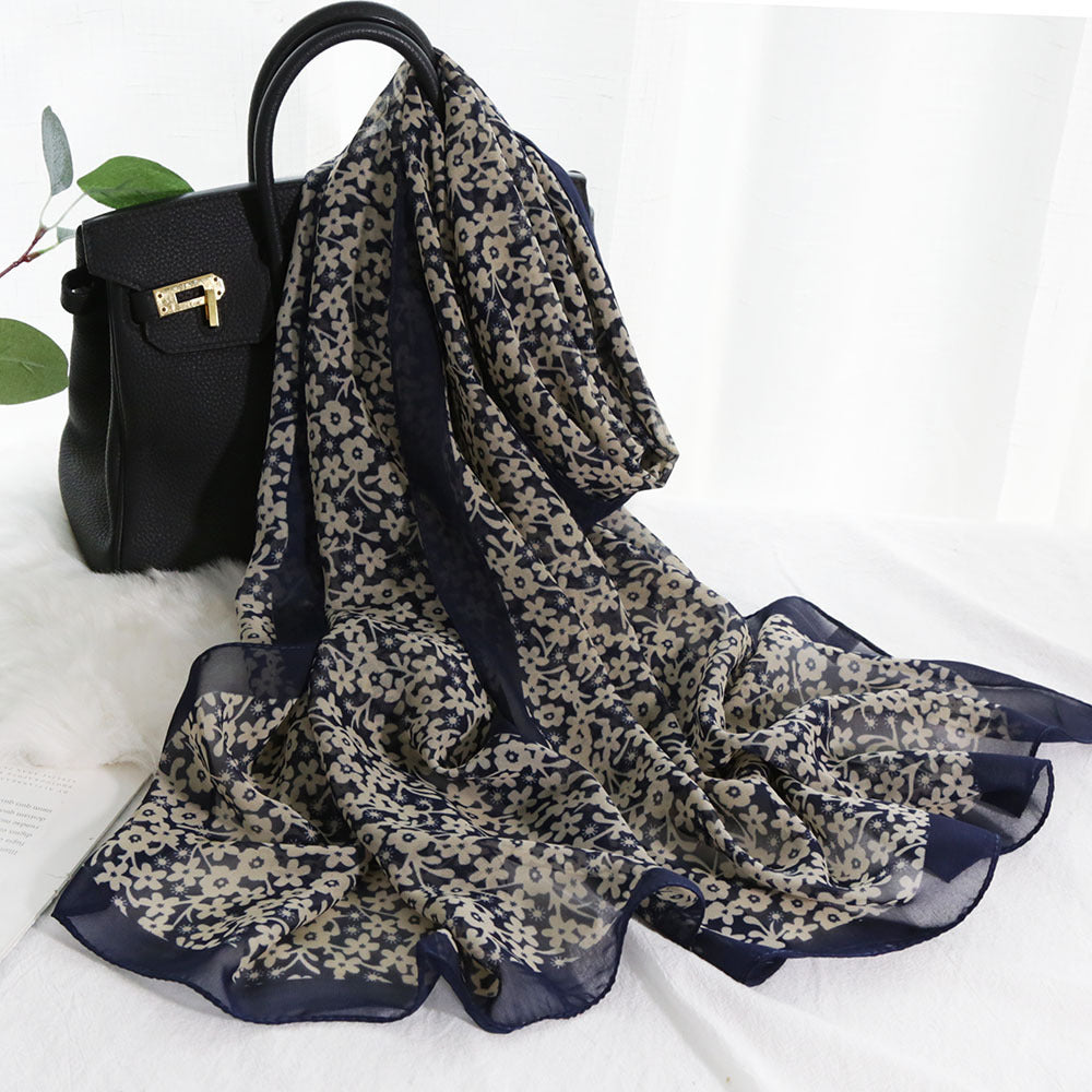 Elegante bufanda de gasa con estampado floral para mujer
