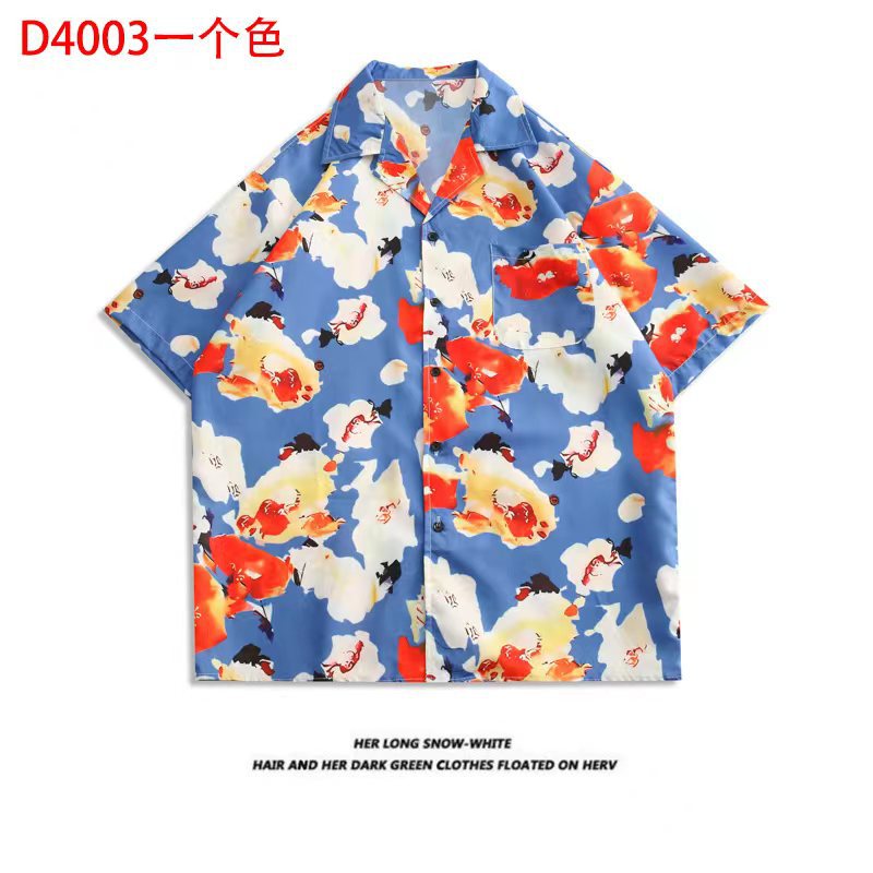 Camisa informal vintage con estampado floral hawaiano para hombre