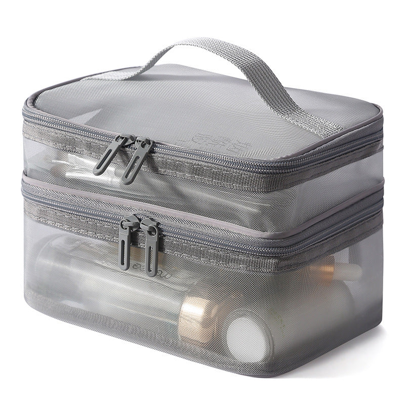 Women Simple Double-Layer Transparent Cosmetic Bag