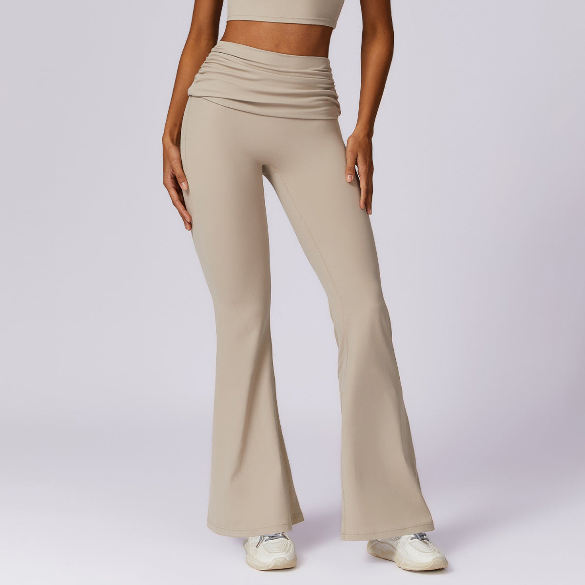 Leggings de sport taille haute pour femmes, style trompette, pour le yoga