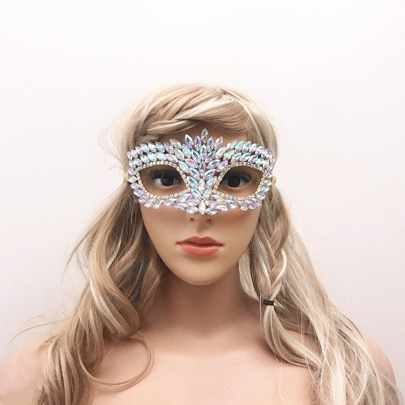 Masque de mascarade d'Halloween pour femme en strass