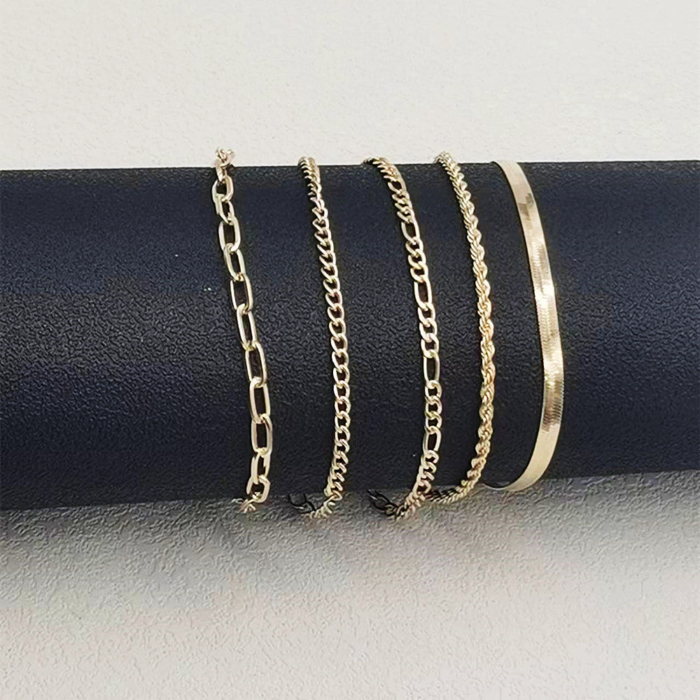 Bohemian Minimalist Women Metal Figaro Chain Bracelet