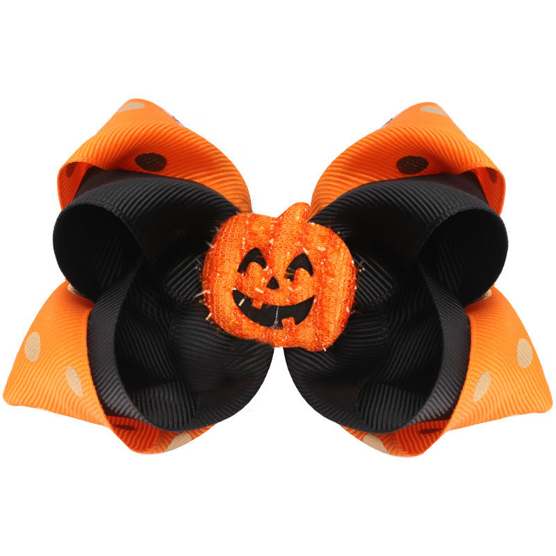 Pince à cheveux citrouille avec nœud pour enfants, accessoires pour cheveux d'Halloween