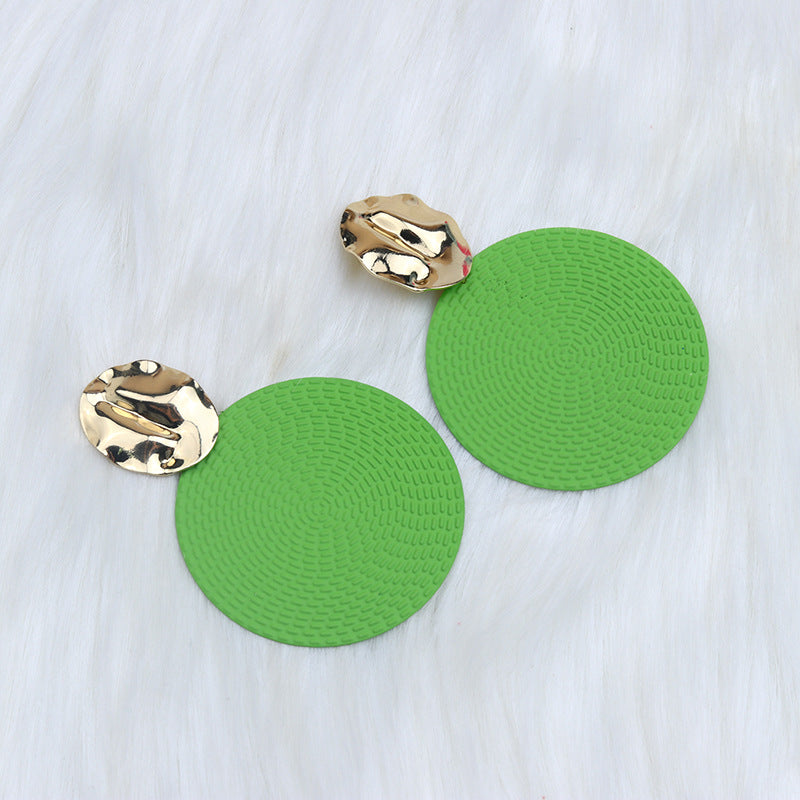 Bohemian Style Round Solid Color Exaggerated Earrings