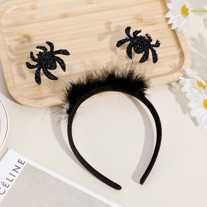 Chapeau magique en toile d'araignée pour fête d'Halloween, bandeaux en corne de démon