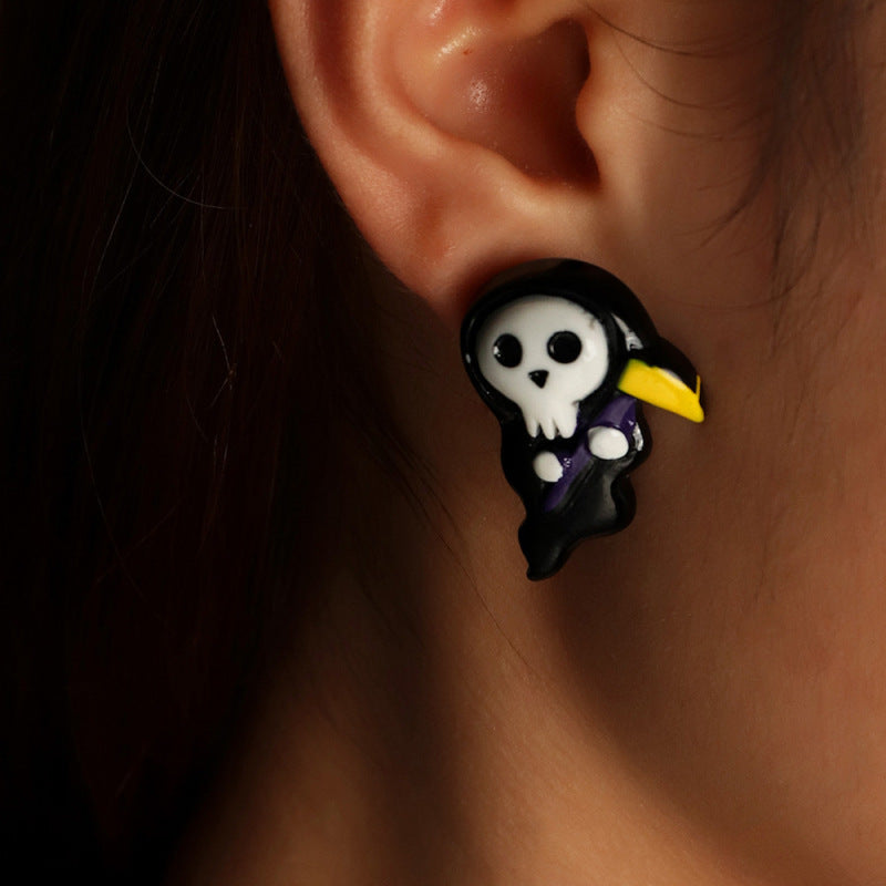 Halloween Resin Ghost Pumpkin Earrings for Women