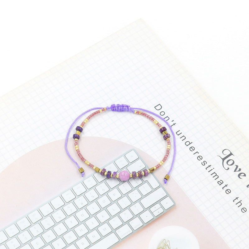 Bohemian Semi-Precious Stone Beads Handwoven Bracelet
