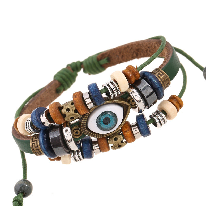 Bohemian Luck Eye 3-Layer PU Leather Bracelet