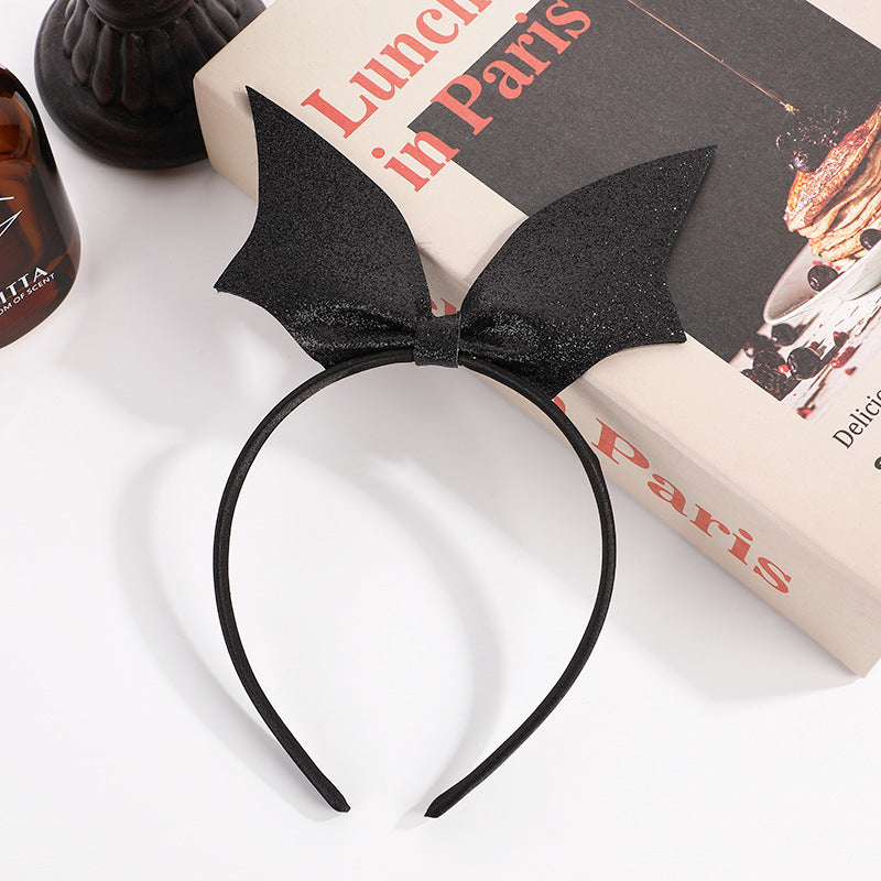 Bandeau de chauve-souris imitation paillettes d'Halloween en cuir PU