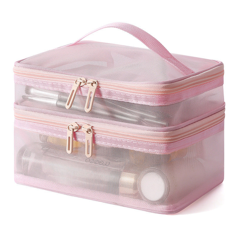 Women Simple Double-Layer Transparent Cosmetic Bag