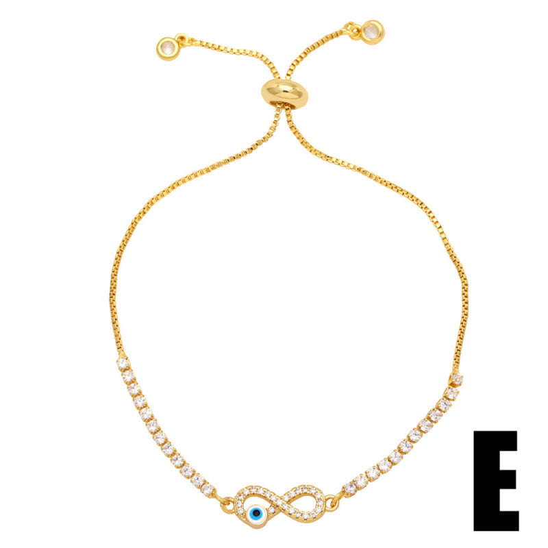 Pulsera geométrica de corazón, estrella y ojo de diablo para mujer