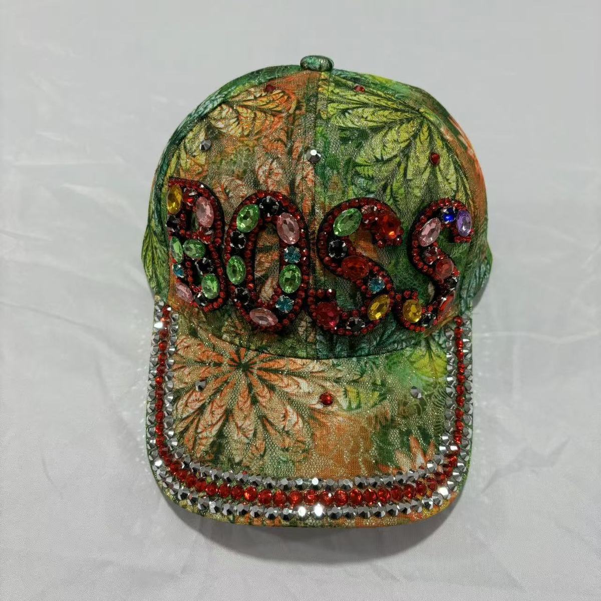 Gorra de béisbol informal con estampado de diamantes de imitación para mujer