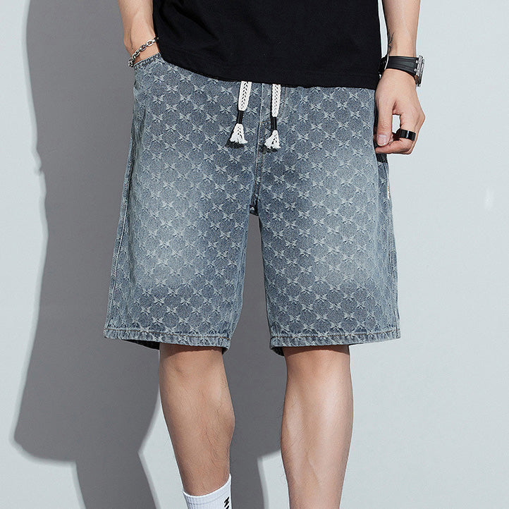 Pantalones cortos vaqueros casuales para hombre con estampado de mariposas y corte holgado