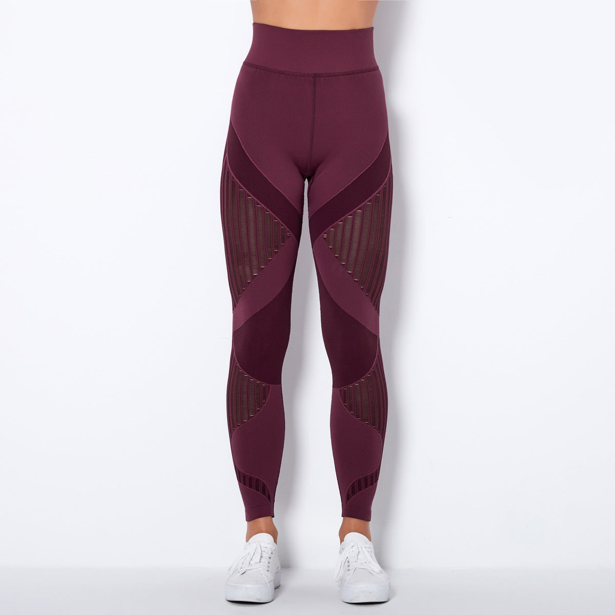 Leggings de yoga taille haute ajourés sans coutures pour femmes - Vêtements de sport ajustés