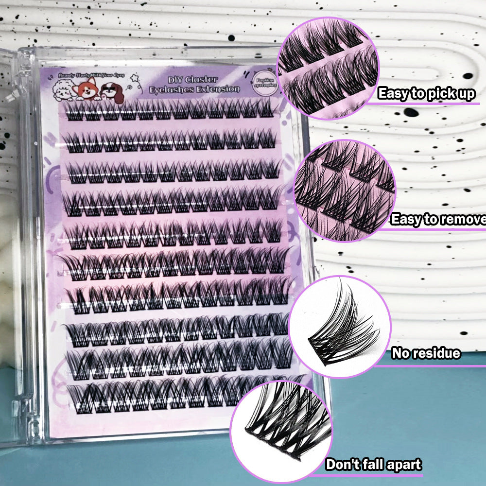 Faux cils mixtes à 32 rangées, en fibres chimiques