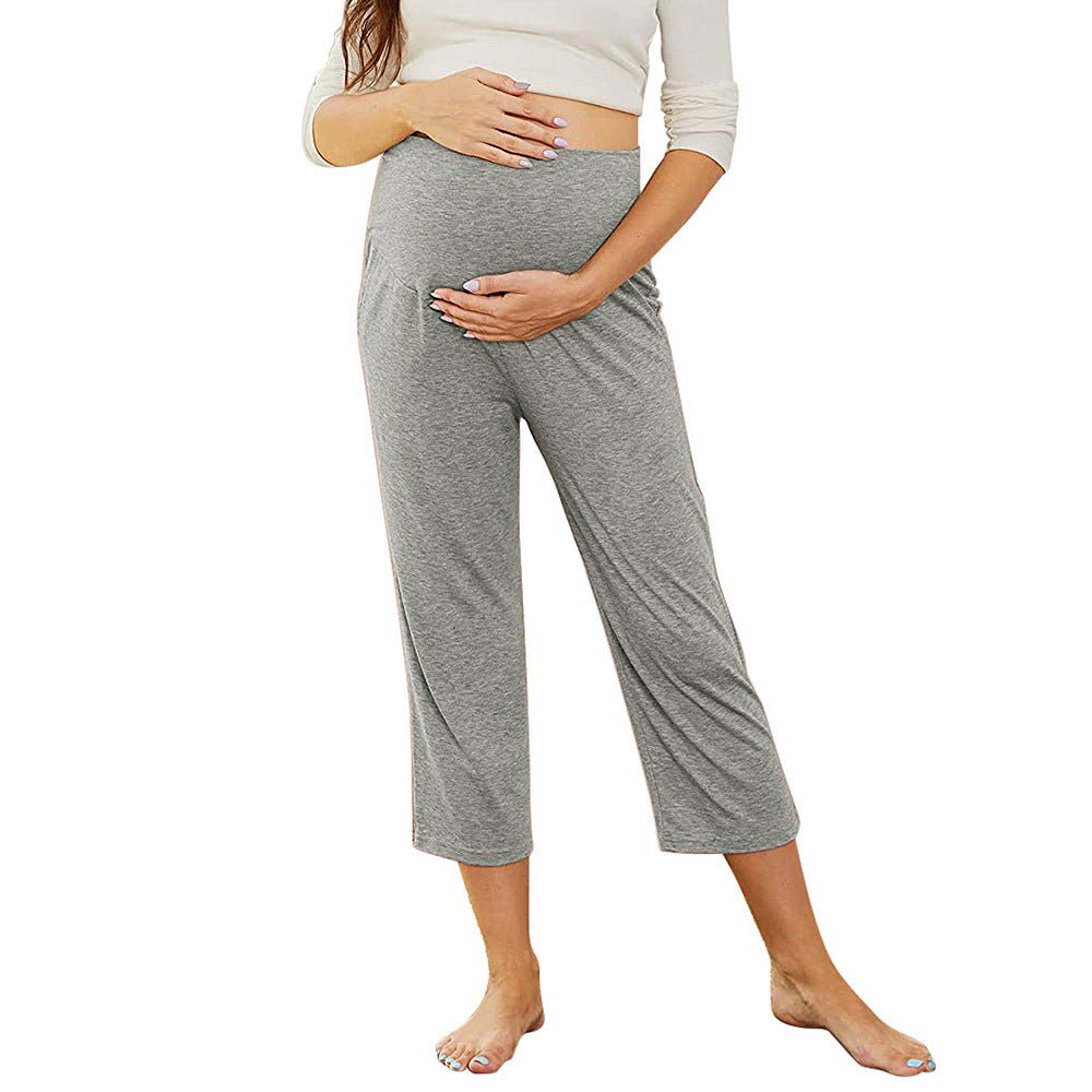 Pantalones de yoga casuales de color sólido para mujeres embarazadas