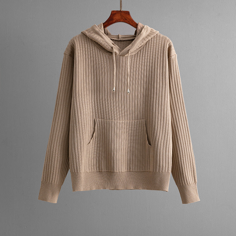 Ensemble sweat à capuche et pantalon en coton tricoté pour femme