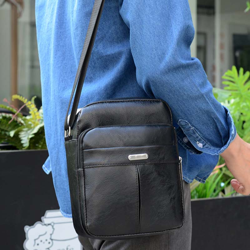 Bolso bandolera informal de PU para negocios a la moda para hombre