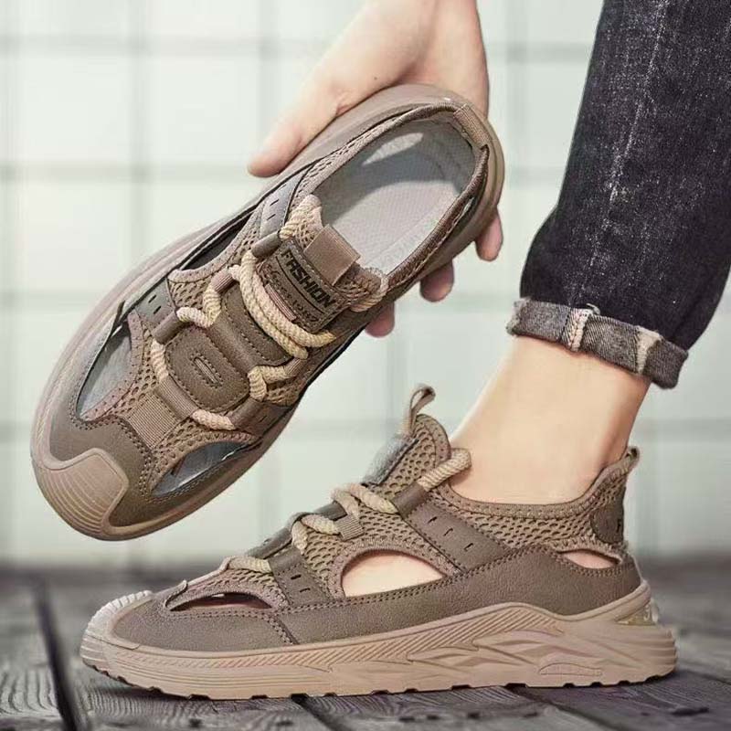 Sandales plates polyvalentes à enfiler pour hommes, idéales pour la plage et les loisirs