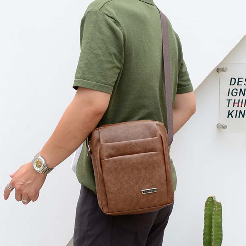 Bolso bandolera informal de PU para negocios a la moda para hombre