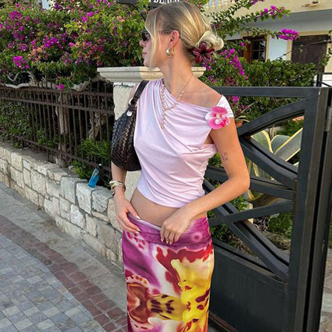 Floral Decor Women Summer Crop Top