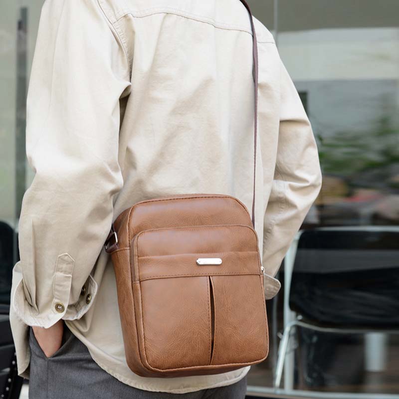 Bolso bandolera informal de PU para negocios a la moda para hombre