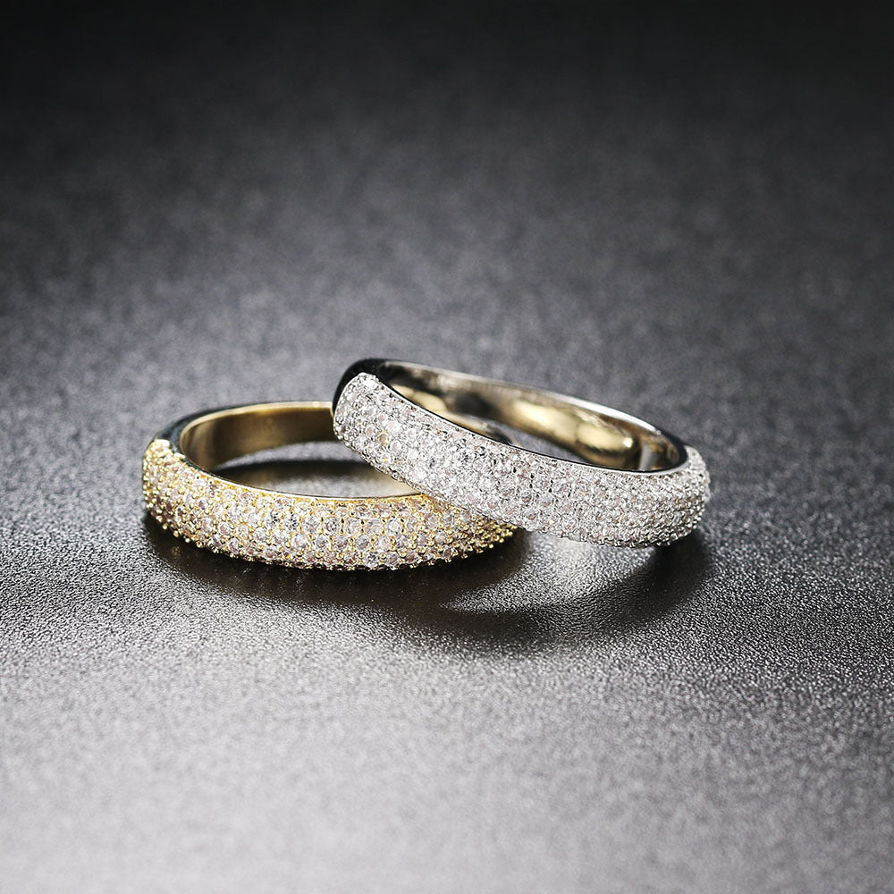 Anillo de circonitas de cinco filas para mujer