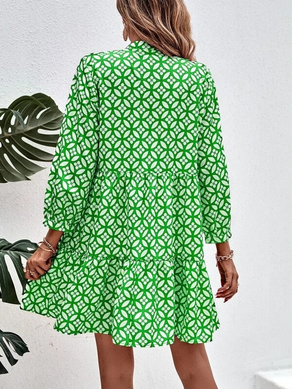 Vestido casual de manga larga con estampado para mujer