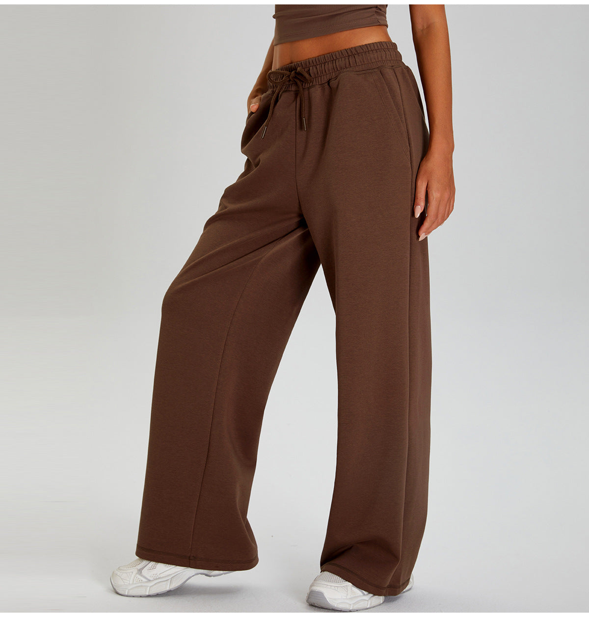 Pantalones anchos informales holgados con cordón para mujer
