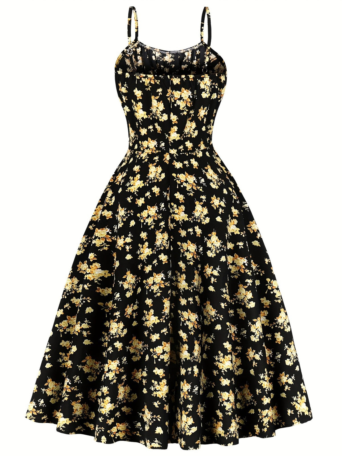 Elegant Floral Printed Spaghetti Strap Dress