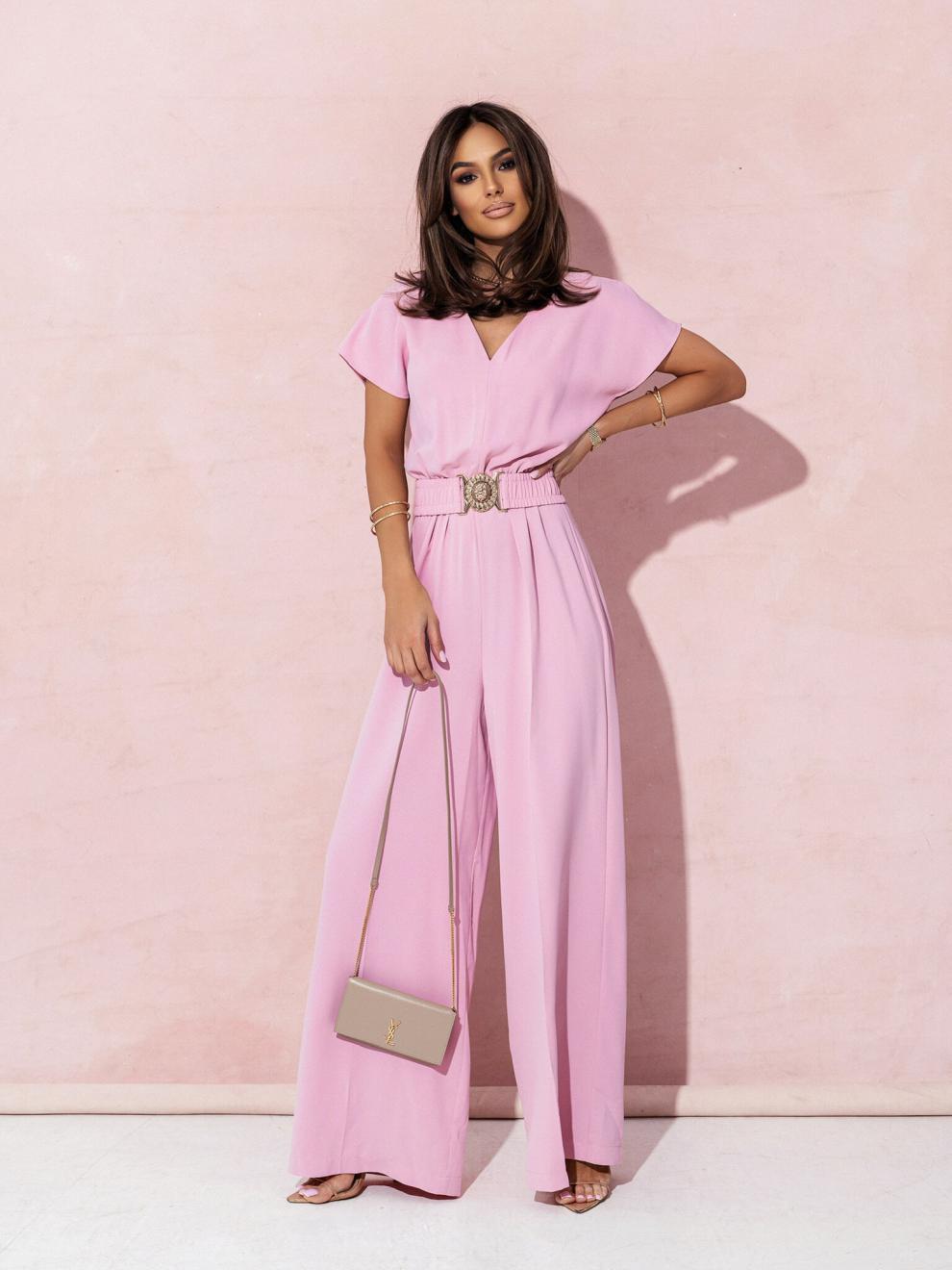 Women Fashion Elegant Solid Color V-Neck Jumpsuits